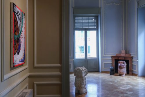 Installation view, Stefan Rinck and Humberto Poblete - Bustamante: Obelix & Obelix: At Home I Am A Tourist, 2022. Photo: Courtesy of Allouche Benias Gallery
