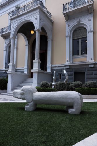 Installation view, Stefan Rinck and Humberto Poblete - Bustamante: Obelix & Obelix: At Home I Am A Tourist, 2022. Photo: Courtesy of Allouche Benias Gallery